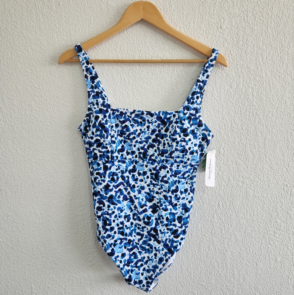 Tommy Bahama Tummy Control Flattering Blue One Piece Swimsuit New Tags